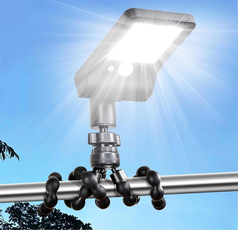 Thumok Solar Fence Lights Outdoor, 60 LEDs Motion Sensor Security Light with Flexible Octopus Tripod, 3 Lighting Modes, Adjustable Angle for Fence Deck Camping Patio (1) - Image 1